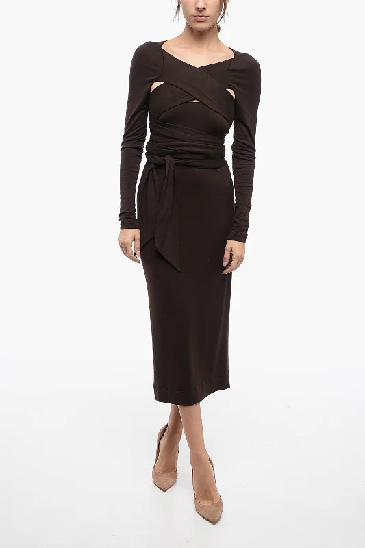 Dolce & Gabbana Wool Jersey Dress with Criss Cross Design Tunics Gym athletic