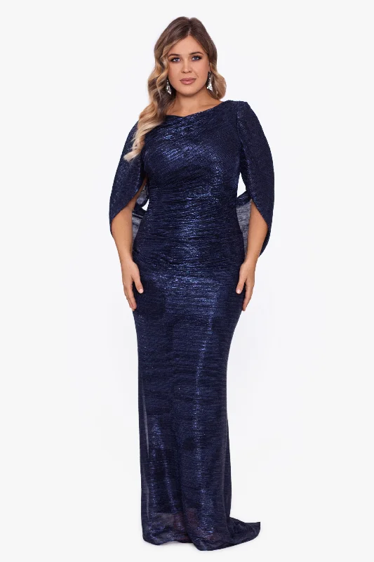 Plus "Elaine" Metallic Crinkle Long Dress Tunics Versatile functional