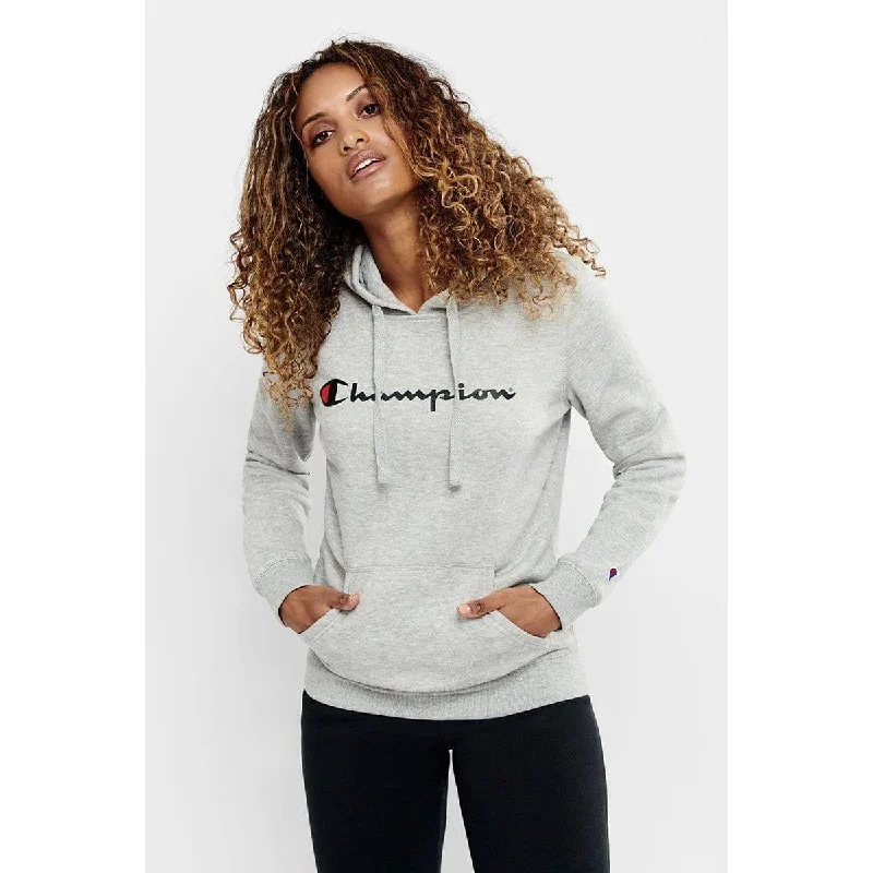Champion Women's Script Hoodie Hoodie with Pocket Utility Practical