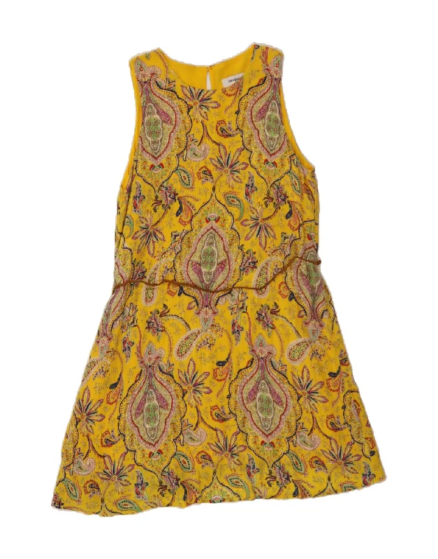 DESIGUAL Womens Sleeveless A-Line Dress UK 20 2XL Yellow Floral Viscose Tunics Hiking breathable DESIGUAL Womens Sleeveless A-Line Dress UK 20 2XL Yellow Floral Viscose Tunics Hiking breathable