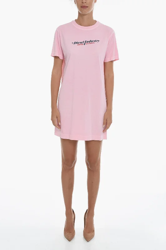 Diesel RED TAG Solid Color D-EGOR Tee Dress with Printed Logo Tunics Winter warm