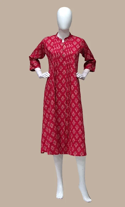 Deep Cerise Printed Kurti Dress Tunics Chic fashionable