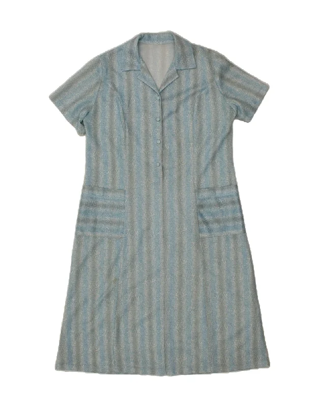 VINTAGE Womens A-Line Dress UK 14 Large Blue Paisley Tunics Essential wardrobe