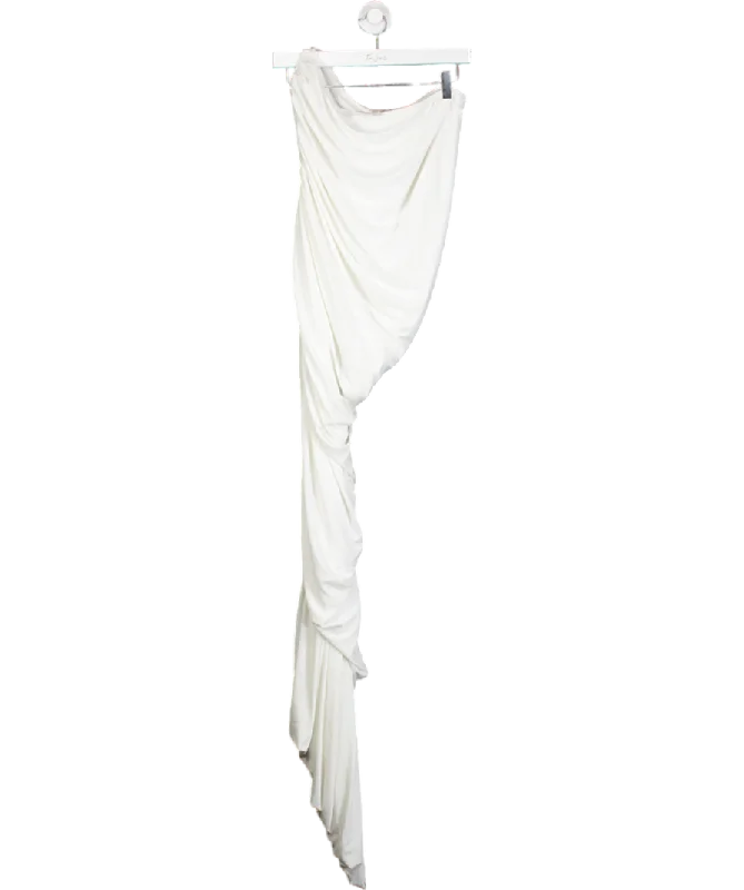 Norma Kamali White Diana One Shoulder Ruched Dress UK L Tunic Top Casual