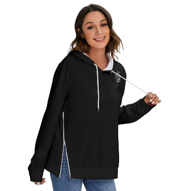 All-Over Print Women's Heavy Fleece Zip-on-the-Side Hoodie Hoodie with Thumb Holes Functional Cozy