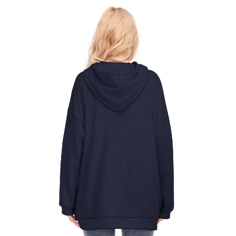 All-Over Print Women's Long Hoodie With Zipper Closure Hoodie with Half-Zip Sporty Casual