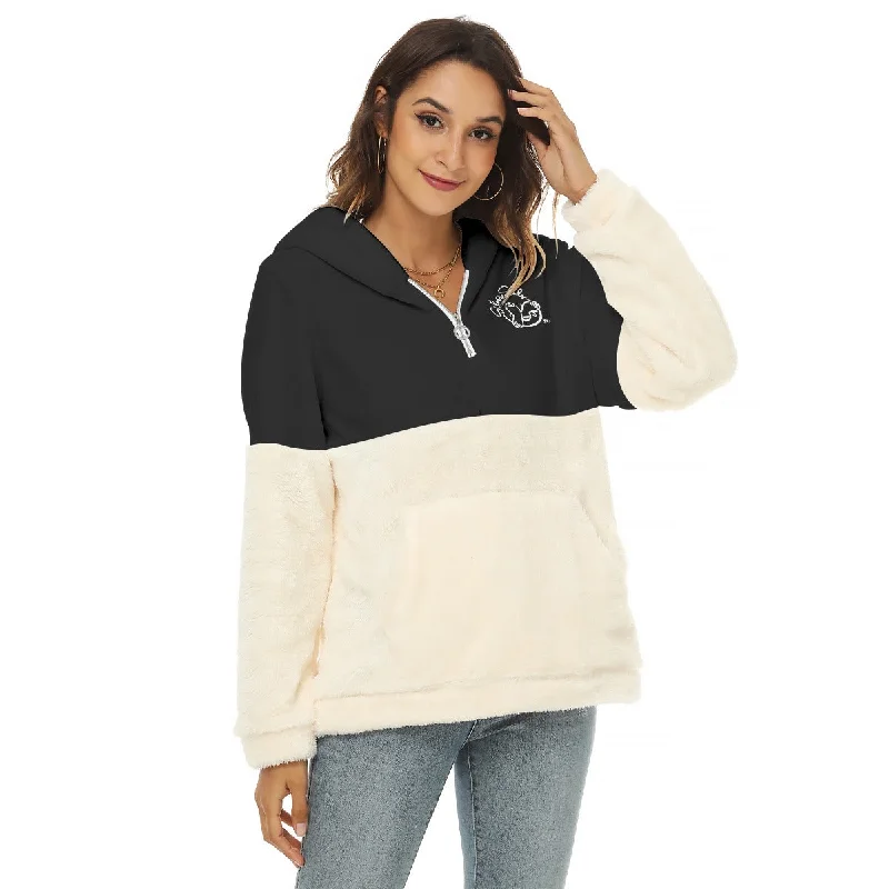 Women's Borg Fleece Hoodie With Half Zip Hoodie with Print Artistic Unique