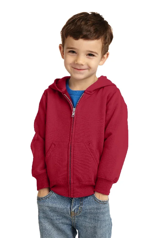 Port & Company Toddler Core Fleece Full-Zip Hooded Sweatshirt. CAR78TZH Hoodie with Strings Custom Fit Adjustable