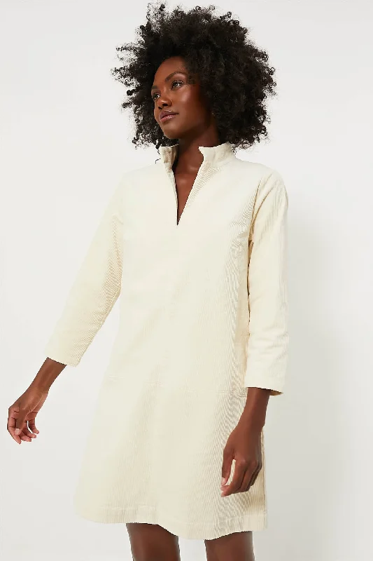 Winter White Corduroy Clifton Dress Tunics Evening elegant