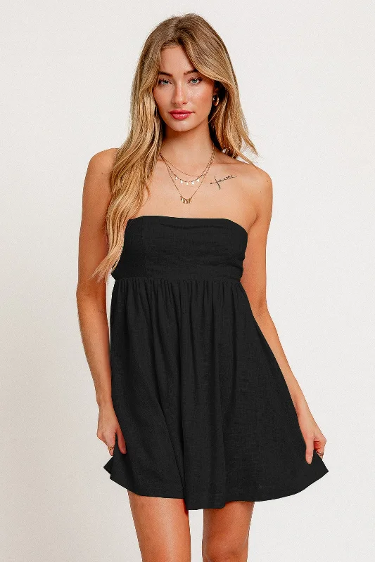 Black Babydoll Tube Dress Tunics Sophisticated sleek