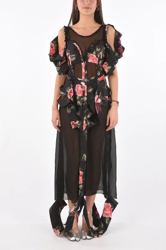 Maison Margiela MM0 floral-printend illusion neckline dress with cut out det Tunics Fleece cozy Maison Margiela MM0 floral-printend illusion neckline dress with cut out det Tunics Fleece cozy