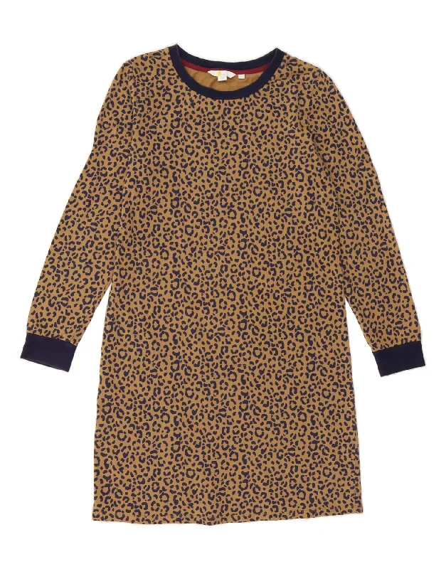 BODEN Womens Long Sleeve Jumper Dress UK 10 Small Brown Animal Print Tunics Floral girly BODEN Womens Long Sleeve Jumper Dress UK 10 Small Brown Animal Print Tunics Floral girly