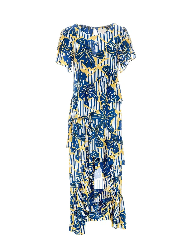 Floral Print Dress In Viscose And Lenzing Blend With Ruffles Tunics Timeless classic Floral Print Dress In Viscose And Lenzing Blend With Ruffles Tunics Timeless classic
