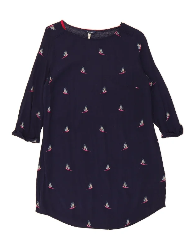 JOULES Womens 3/4 Sleeve Basic Dress UK 12 Medium Navy Blue A-Line Day Work