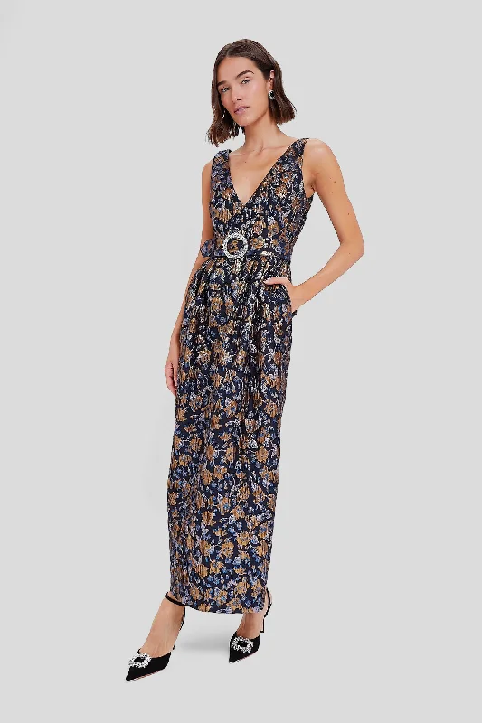 Navy and Gold Jules Floral Jacquard Dress Tunics Brand named