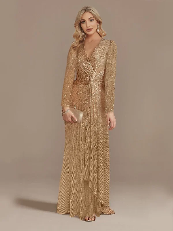 Zjkrl Luxury Long Sleeve V-Neck Evening Dress Party Women Wedding Sequins For Female Guests Blue Prom Cocktail Dresses Tunics Cozy comfortable Zjkrl Luxury Long Sleeve V-Neck Evening Dress Party Women Wedding Sequins For Female Guests Blue Prom Cocktail Dresses Tunics Cozy comfortable