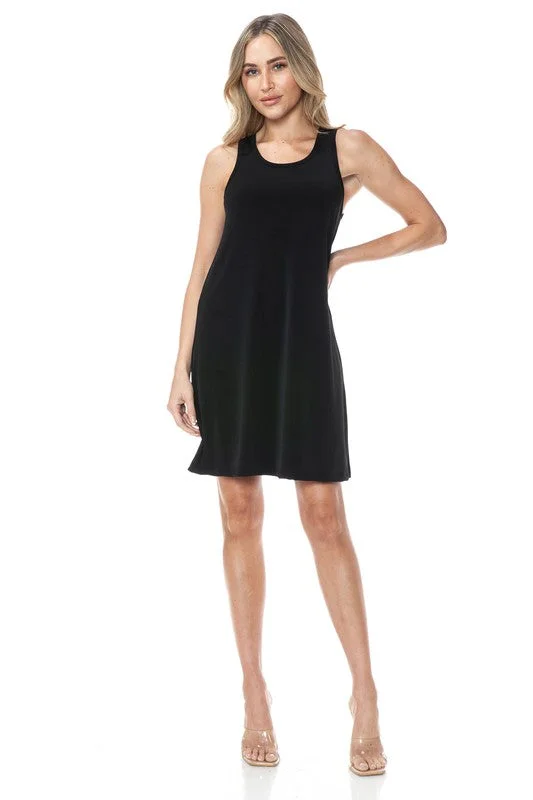 Ariella Solid A Line Dress Tunics Gym athletic