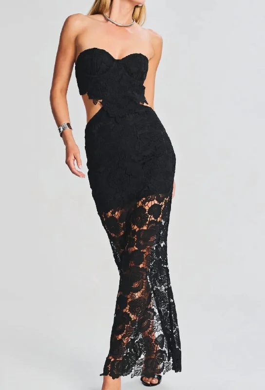 Eliza Long Dress In Black Tunics Essential wardrobe