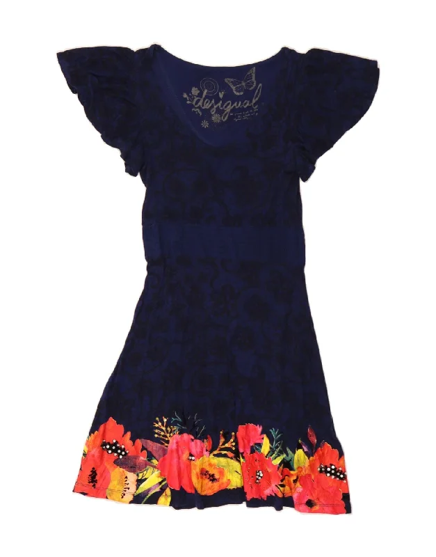 DESIGUAL Womens A-Line Dress UK 8 Small Navy Blue Floral Modal Tunics Corduroy durable DESIGUAL Womens A-Line Dress UK 8 Small Navy Blue Floral Modal Tunics Corduroy durable