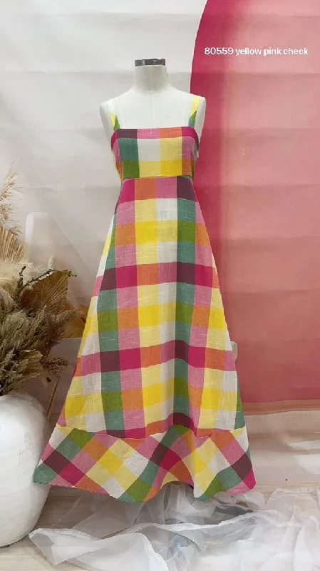 80559 Little Coquille Women's Rainbow Check Dress Tunics Print Colorful
