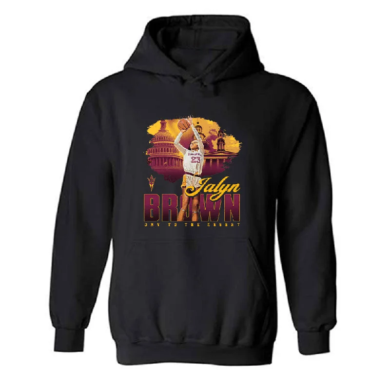 Arizona State - NCAA Women's Basketball : Jalyn Brown - Individual Player Collage Hooded Sweatshirt Hoodie with Ribbed Neckline Snug Warm