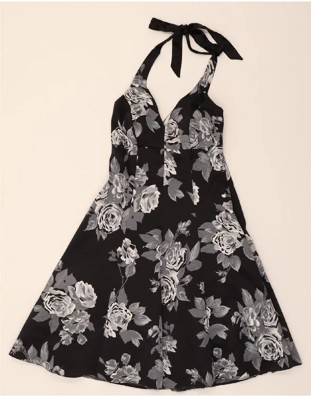 DEBUT Womens Halter A-Line Dress UK 8 Small Black Floral Polyester Tunics Versatile stylish DEBUT Womens Halter A-Line Dress UK 8 Small Black Floral Polyester Tunics Versatile stylish