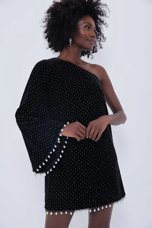 Black Crystal Velvet Vida Dress Tunics Top rated