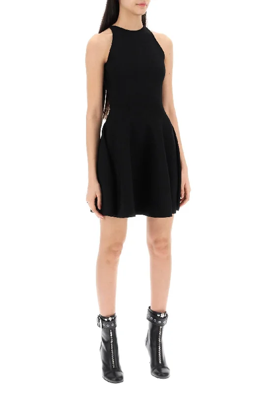 Alexander Mcqueen "mini Knitted Skater Dress Turtleneck Neckline Stylish