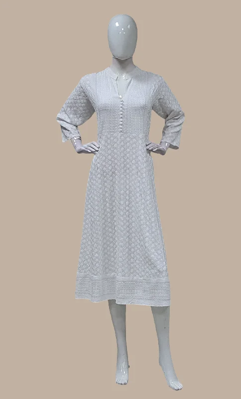 White Embroidered Kurti Dress Tunics Stylish modern