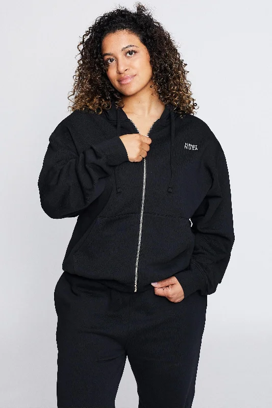 ZIP1 HOODIE Hoodie with High-Low Hem Asymmetrical Trendy