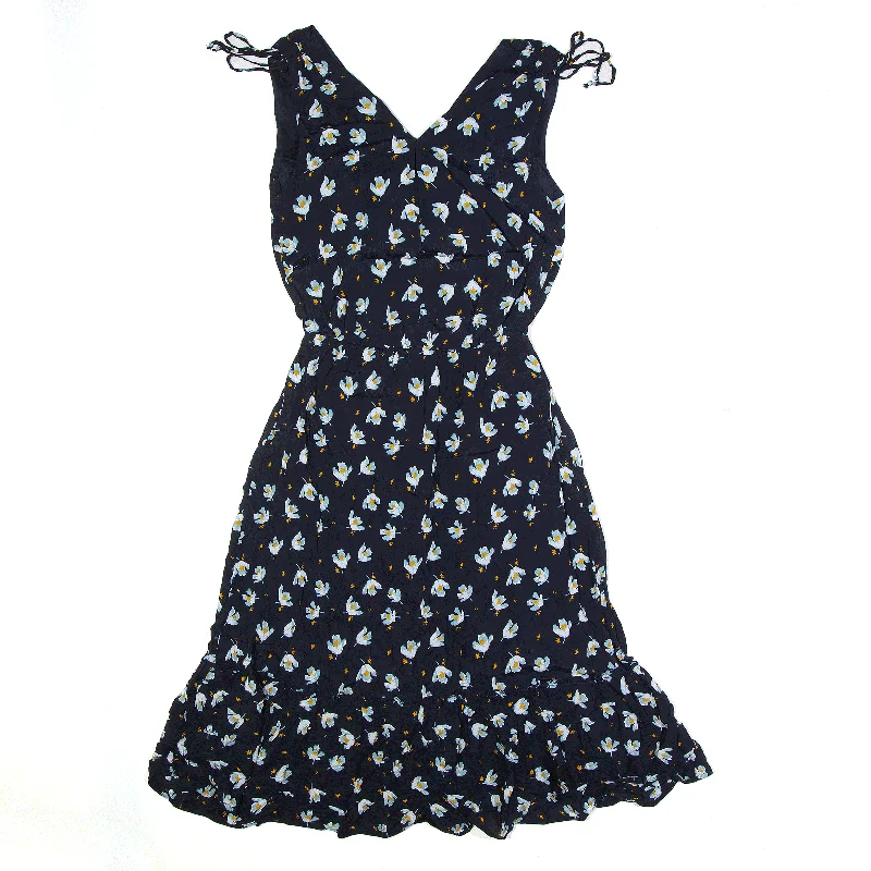 Flared Blue 90s Floral Midi Sleeveless Day Dress Womens UK 8 Tunics Running lightweight Flared Blue 90s Floral Midi Sleeveless Day Dress Womens UK 8 Tunics Running lightweight