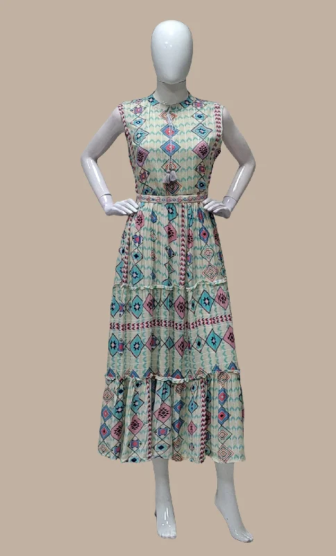 Soft Biscuit Printed Fusion Kurti Dress Tunics Ceremony elegant