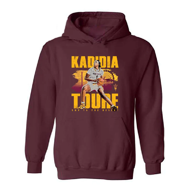 Arizona State - NCAA Women's Basketball : Kadidia Toure - Individual Player Collage  Hooded Sweatshirt Hoodie with Cropped Fit Short Trendy