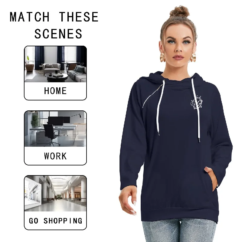 All-Over Print Women's Hoodie With Double Hood Hoodie with High-Low Hem Asymmetrical Trendy