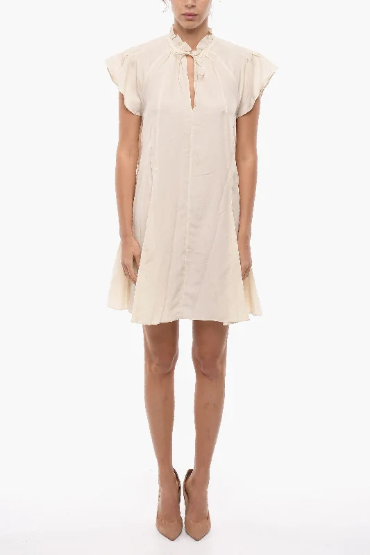 Samsoe Samsoe Flared KAROOKH Dress with Short Raglan Sleeve and Ruffle Col Xxs Standard size Tunics Essential wardrobe Samsoe Samsoe Flared KAROOKH Dress with Short Raglan Sleeve and Ruffle Col Xxs Standard size Tunics Essential wardrobe