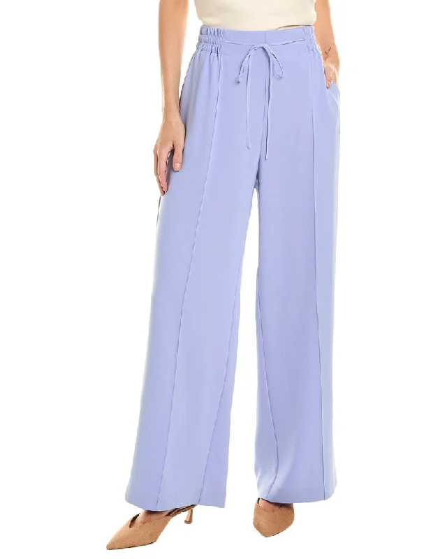 Oscar de la Renta Tie Waist Silk-Blend Pant Casual Track Pants
