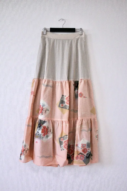 Koume -Meisen Teered Skirt-Beige- (Japanese only) pencil skirt chic