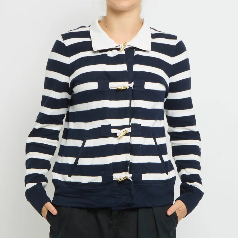 Ralph Lauren Striped Duffle Jacket Style Cardigan- UK 10 Lace Blend Ribbed Blend Corduroy Blend