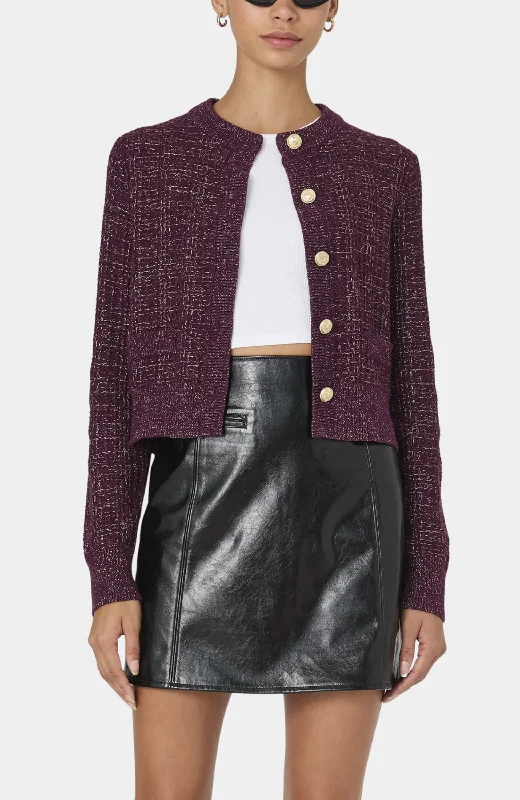 French Connection - Lurex Tweed Knit Cardigan Boxy Cardigan Fitted Cardigan A-Line