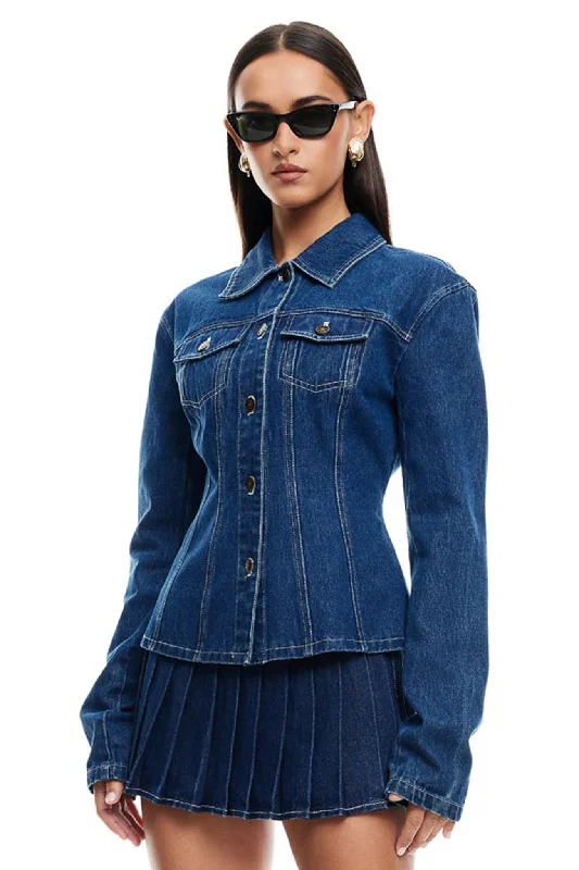 LIONESS Rider Denim Jacket Blue Quilted Jacket Puffer Jacket Insulated Jacket