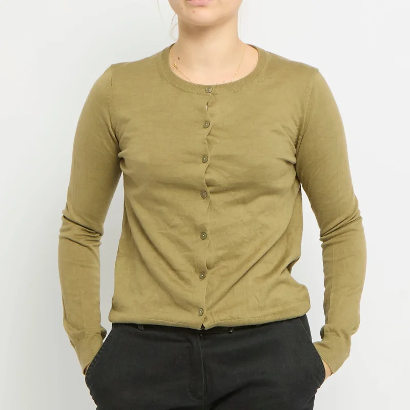 Round Neck Cardigan - UK 10 Lace Blend Ribbed Blend Corduroy Blend