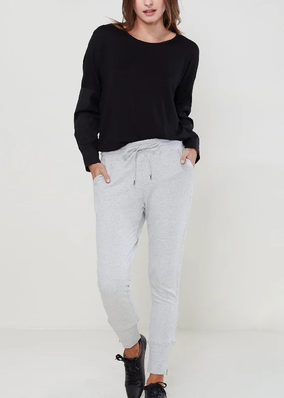 Women's Drawstring Waist Fitted Jogger Pants In Heather Grey Trendy Velvet Pants