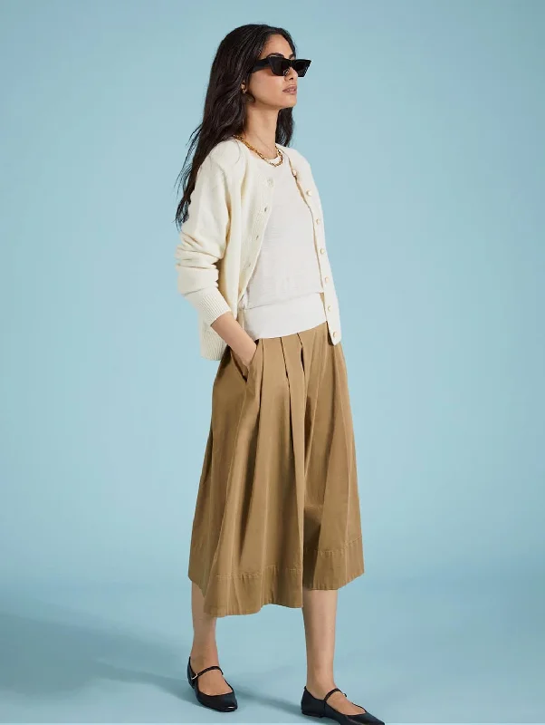 Renee Upcycled Cotton Pleated Midi Skirt | Taupe cashmere skirt fine