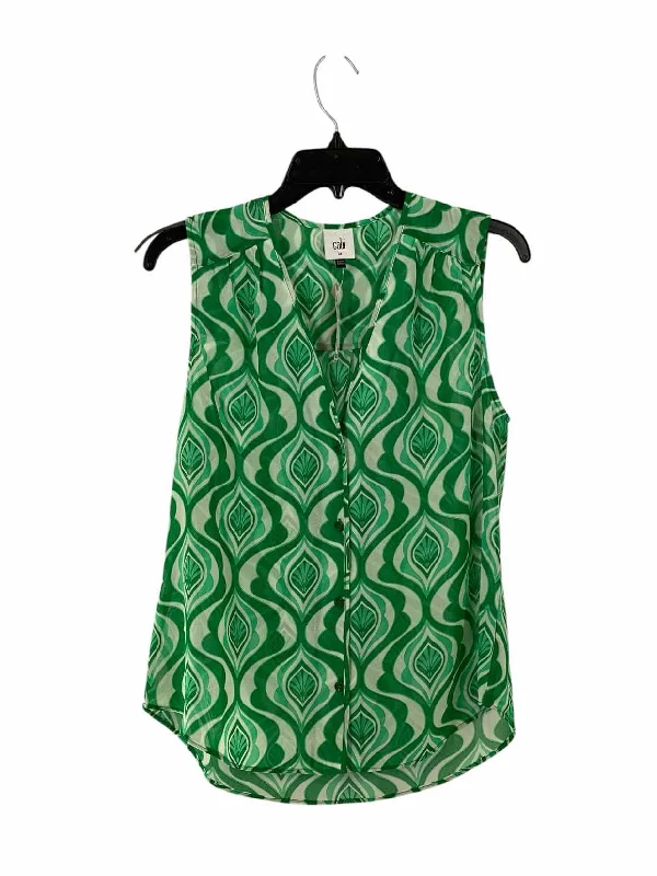 Cabi Size M Green White Print Tank Top yoga tank top