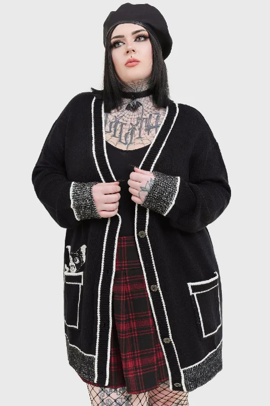 Pocket Gizmo Oversized Cardigan [PLUS] Solid Color Striped Floral Print