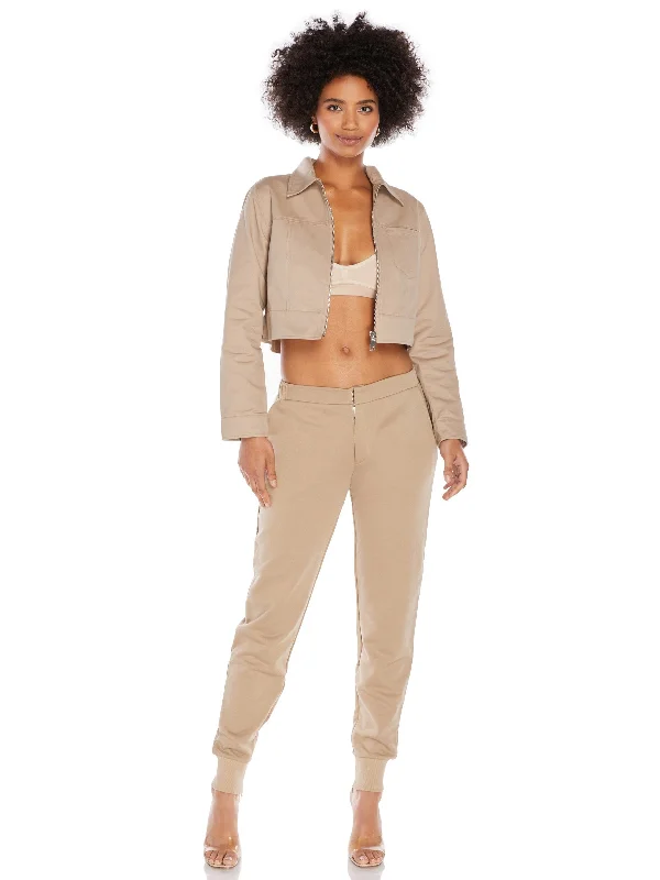 Amber Cropped Jacket Tiered Jacket Buttoned Jacket Zippered Jacket
