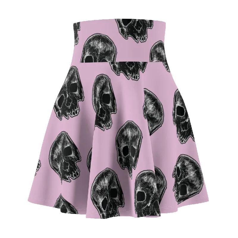 Skater Skirt Kelly Kresconko Pink Skull Print velvet skirt luxury