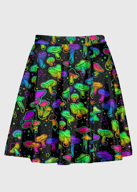 Rainbow Psychedelic Mushroom Rave Skirt wool skirt breathable