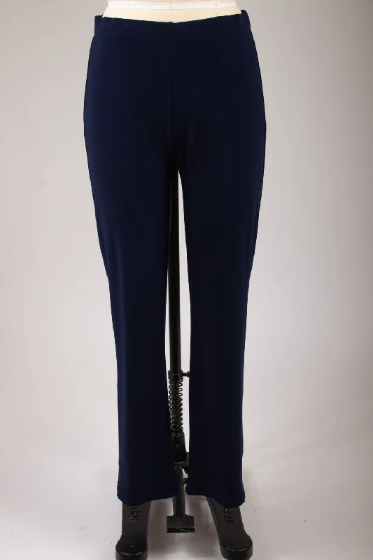 Navy Knit Straight Leg Pants Soft Sweatpants Style