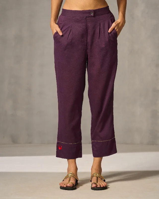 Novel Narrow Pants - Purple Stretch Fit Pants